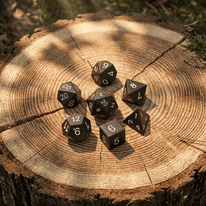 African Blackwood - Wood Dice Set African Blackwood Wood Dice Set for DND, 7pcs Handmade Polyhedral RPG Dice