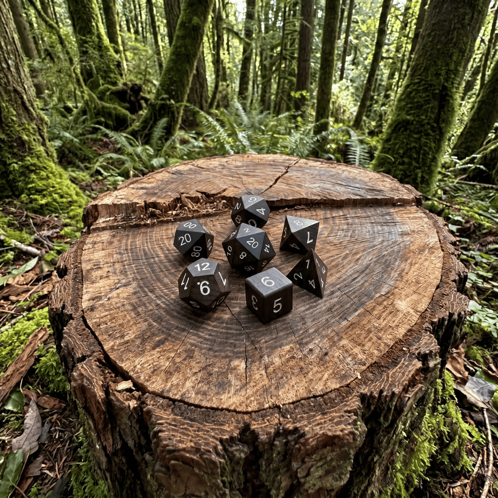 African Blackwood - Wood Dice Set African Blackwood Wood Dice Set for DND, 7pcs Handmade Polyhedral RPG Dice