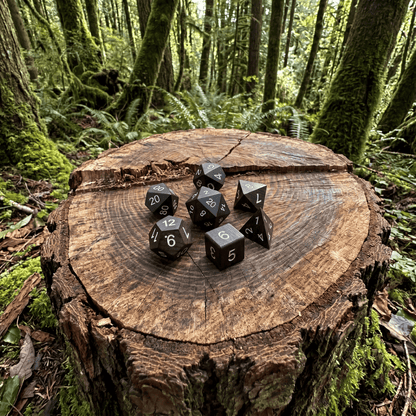 African Blackwood - Wood Dice Set African Blackwood Wood Dice Set for DND, 7pcs Handmade Polyhedral RPG Dice