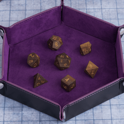 Black Walnut - Wood Dice Set Black Walnut Dice Set for DND, 7pcs Handmade Wooden Polyhedral RPG Dice