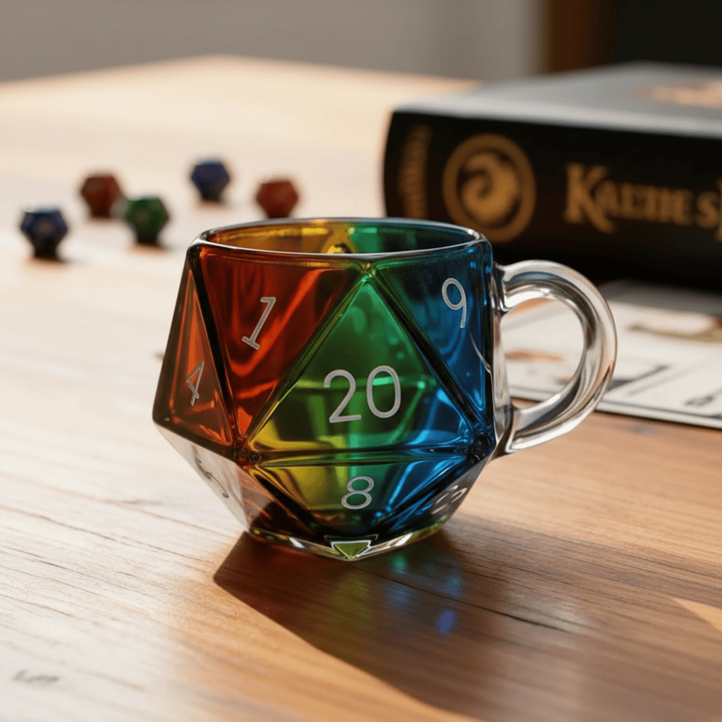 Geloho D20 Dice Glass Mug – Tabletop Gaming Inspired Drinkware