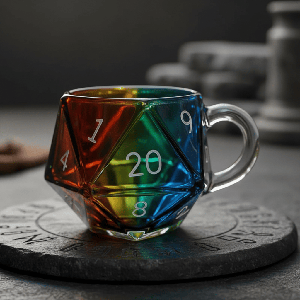 Geloho D20 Dice Glass Mug – Tabletop Gaming Inspired Drinkware
