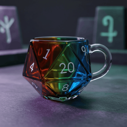 Geloho D20 Dice Glass Mug – Tabletop Gaming Inspired Drinkware