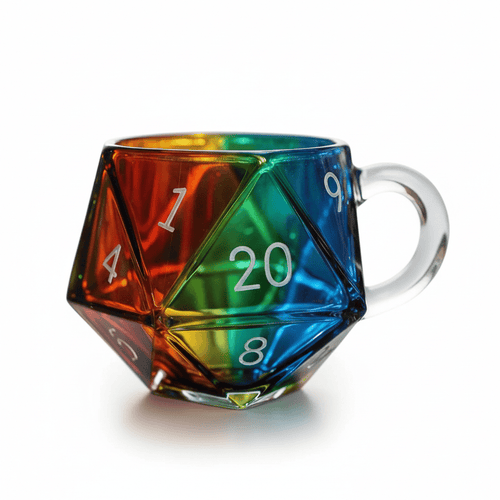 Geloho D20 Dice Glass Mug – Tabletop Gaming Inspired Drinkware