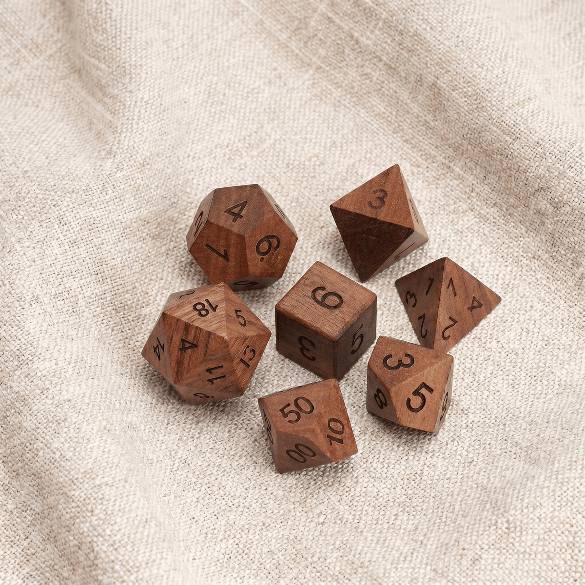 Rosewood - Wood Dice Set Rosewood Dice Set for DND, 7pcs Handmade Wooden Polyhedral RPG Dice