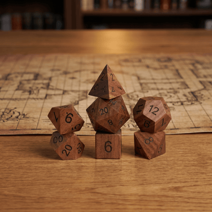 Rosewood - Wood Dice Set Rosewood Dice Set for DND, 7pcs Handmade Wooden Polyhedral RPG Dice