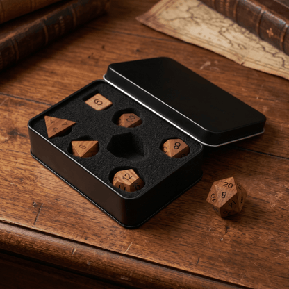 Rosewood - Wood Dice Set Rosewood Dice Set for DND, 7pcs Handmade Wooden Polyhedral RPG Dice