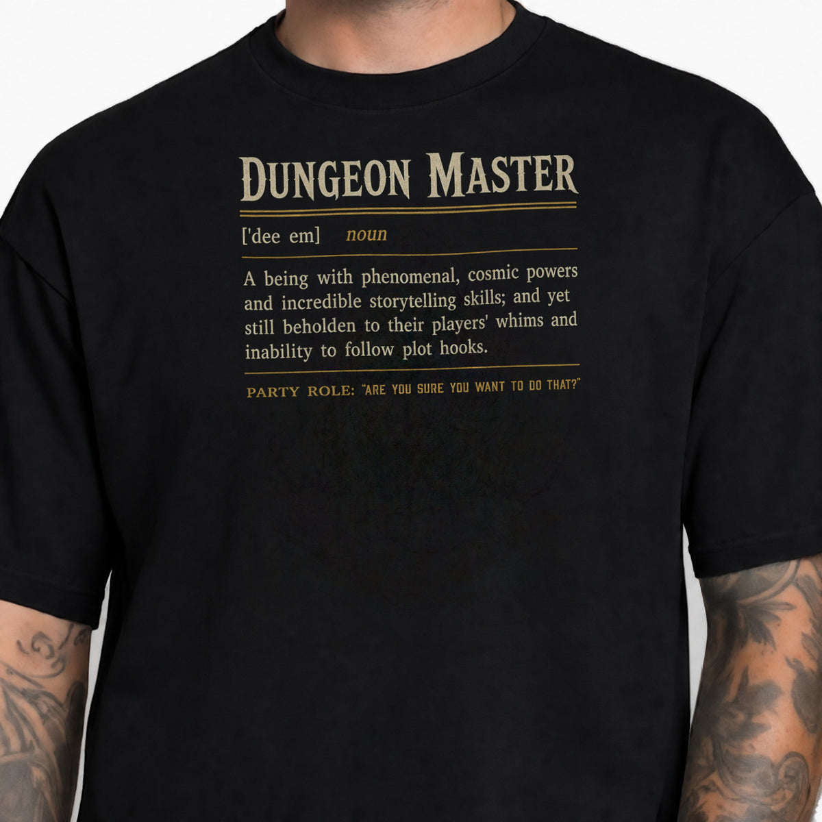 Dungeon Master Definition - DnD T-Shirt male studio image