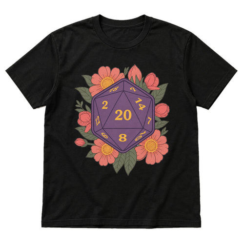 Floral D20 - DnD T-Shirt main product image on white background