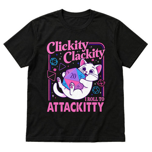 Clickity Clackity Roll to Attackity - DnD T-Shirt main product image on white background