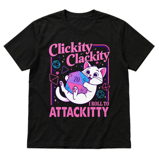 Clickity Clackity Roll to Attackity - DnD T-Shirt main product image on white background