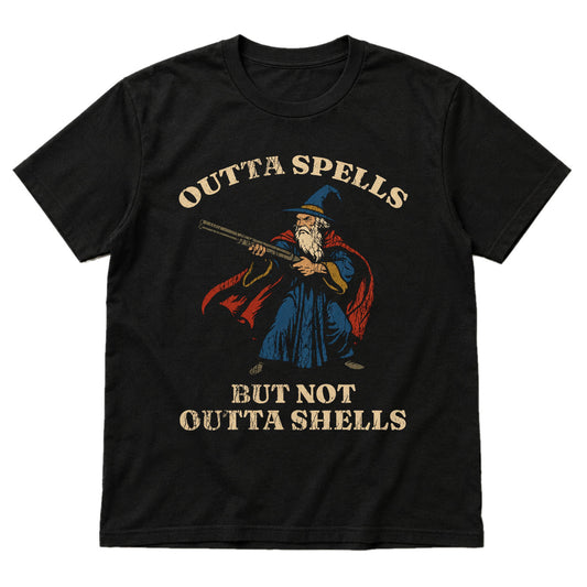 Outta Spells, Not Outta Shells - DnD T-Shirt main product image on white background