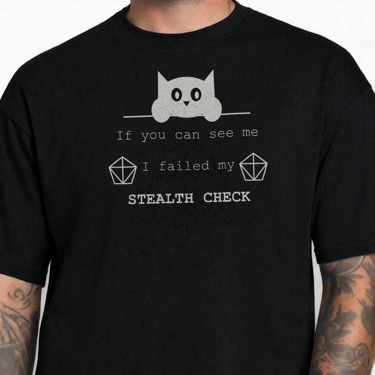 Failed Stealth Cat - DnD T-Shirt male studio image