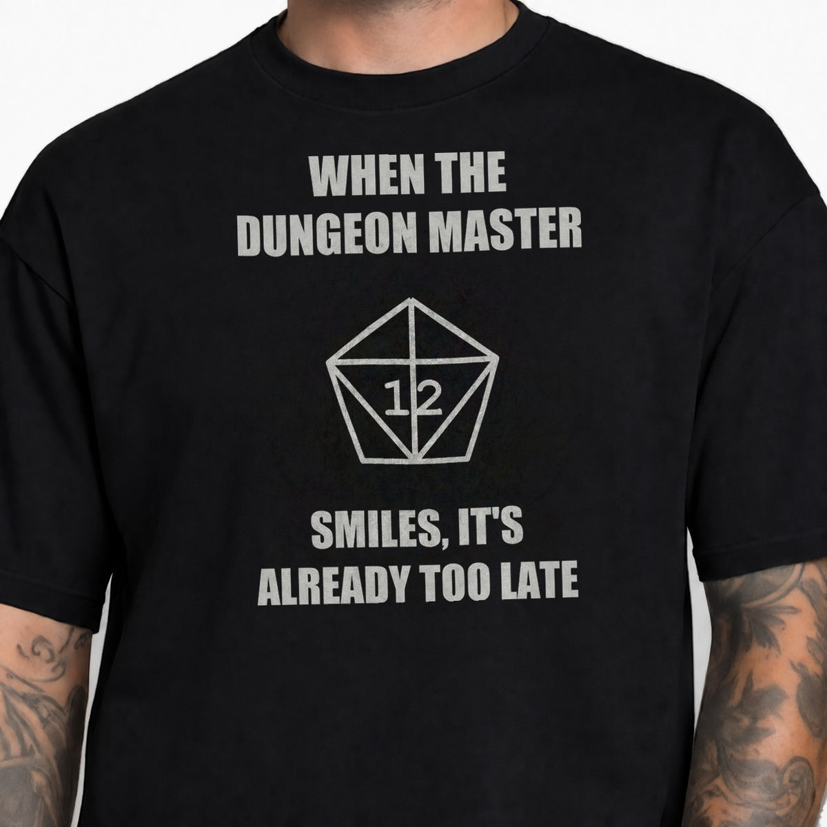 The Dungeon Master Smiles - DnD T-Shirt male studio image